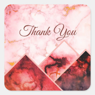 Pink and Black Marble Color Block Mountain Range Square Sticker