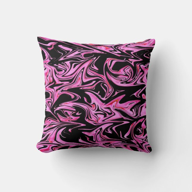 Pink And Black Marble Fairy Floss  Throw Cushion. Pillow (Front)