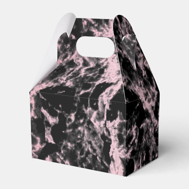 Pink and Black Marble  Favor Boxes (Back Side)