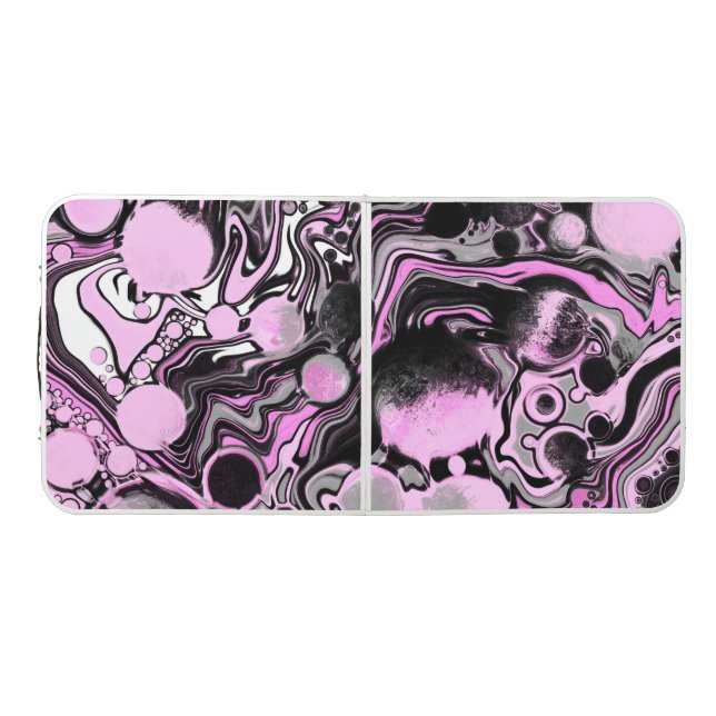 Pink and Black marble Fluid Art    Beer Pong Table (Top)