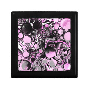 Pink and Black Marble Fluid Art Cells Modern Gift Box