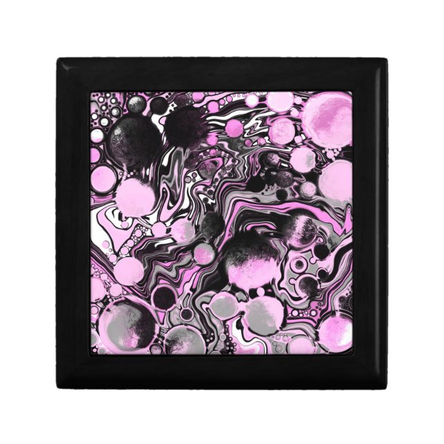 Pink and Black Marble Fluid Art Cells Modern  Gift Box (Front)