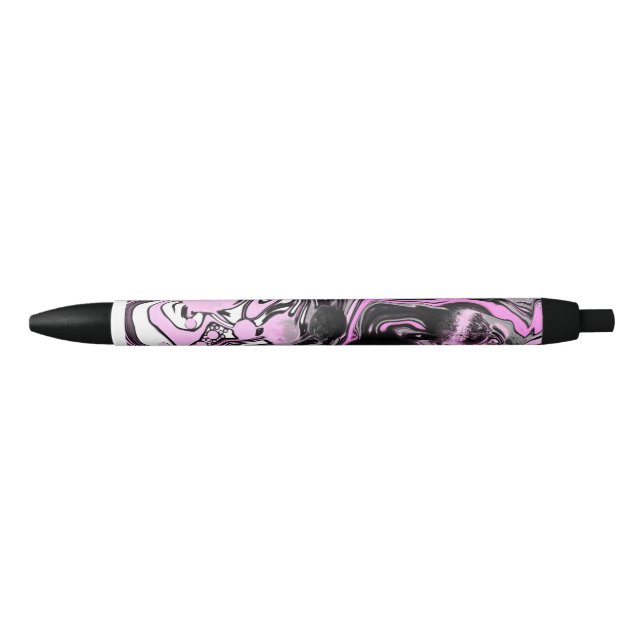 Pink and Black Marble Fluid Art Cells Modern    Pen (Front)