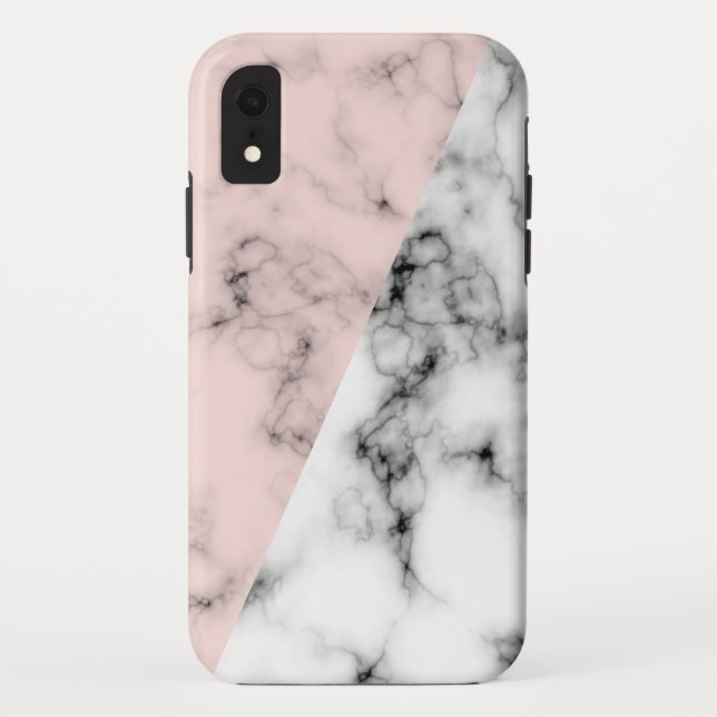 Pink and Black Marble Look Style iPhone Case (Back)