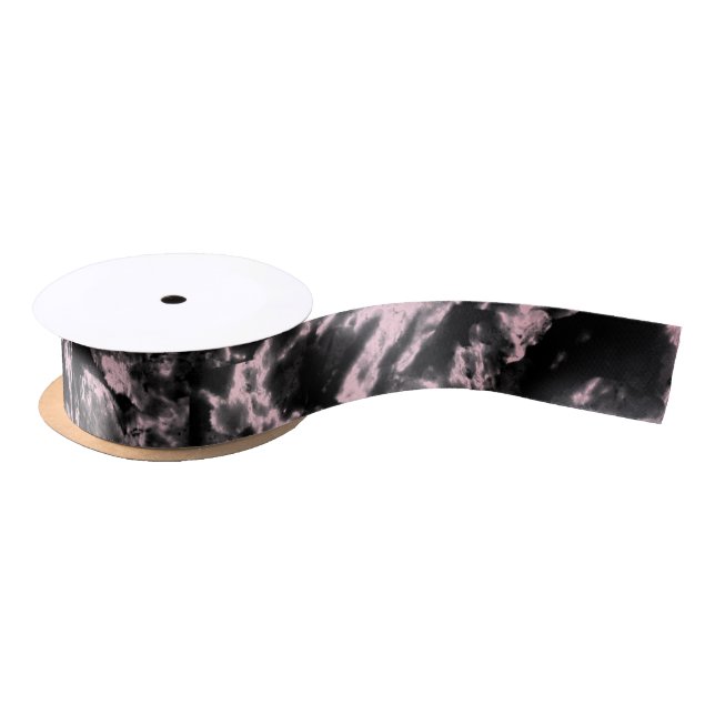 Pink and Black Marble  Satin Ribbon (Spool)