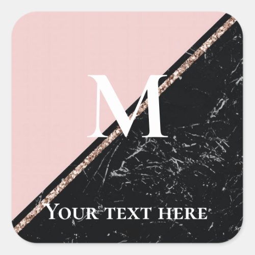 pink and black marble texture celebrations  square sticker