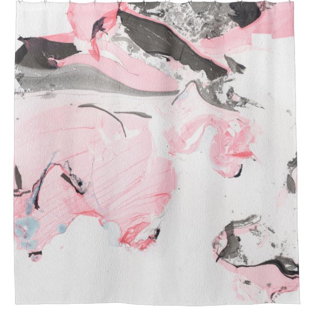Pink and black marble texture. Hand drawn Shower Curtain (Front)