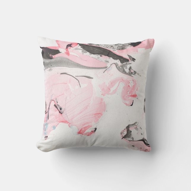 Pink and black marble texture. Hand drawn Throw Pillow (Front)