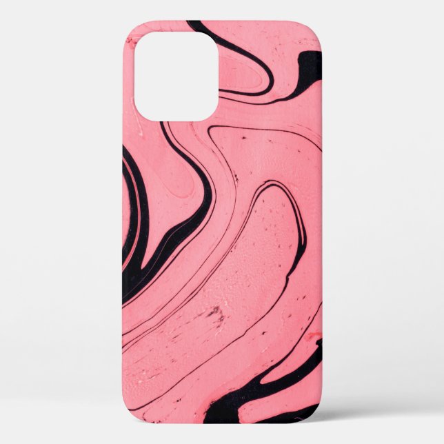 Pink and black marble texture. Hand painted Case-Mate iPhone Case (Back)