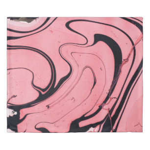Pink and black marble texture. Hand painted Duvet Cover