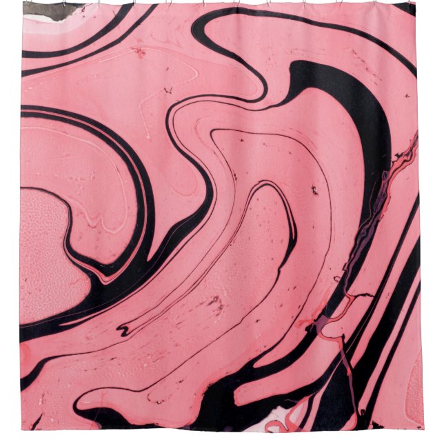Pink and black marble texture. Hand painted Shower Curtain (Front)