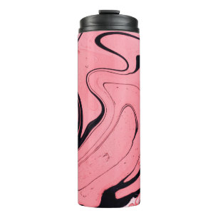 Pink and black marble texture. Hand painted Thermal Tumbler