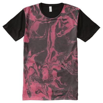 Pink and black Marble texture Liquid paint art All-Over-Print T-Shirt
