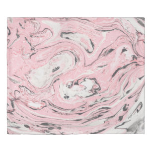 Pink and black marble texture. Modern abstract bac Duvet Cover