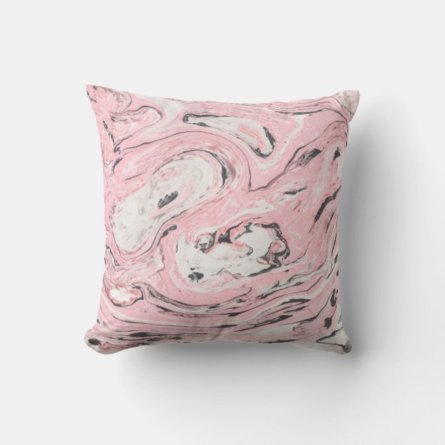 Pink and black marble texture. Modern abstract bac Throw Pillow (Front)