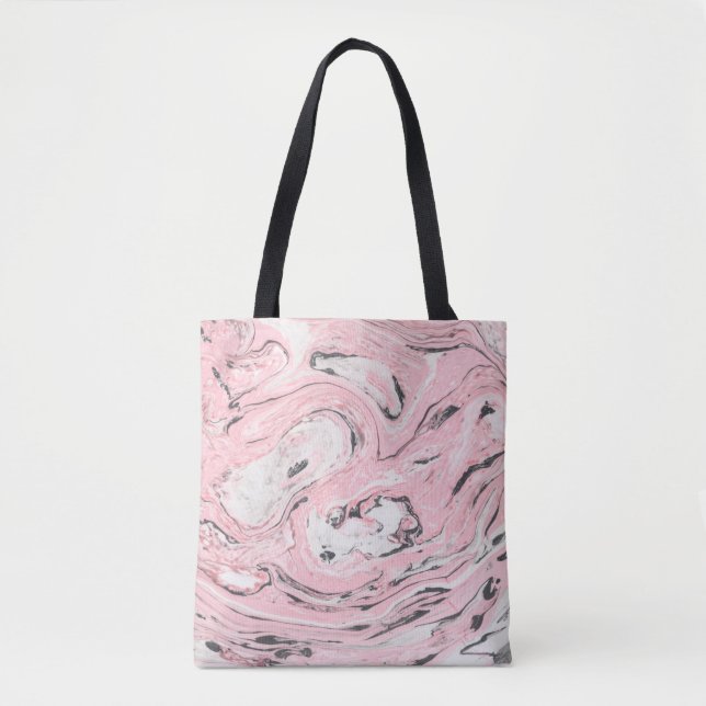 Pink and black marble texture. Modern abstract bac Tote Bag (Front)