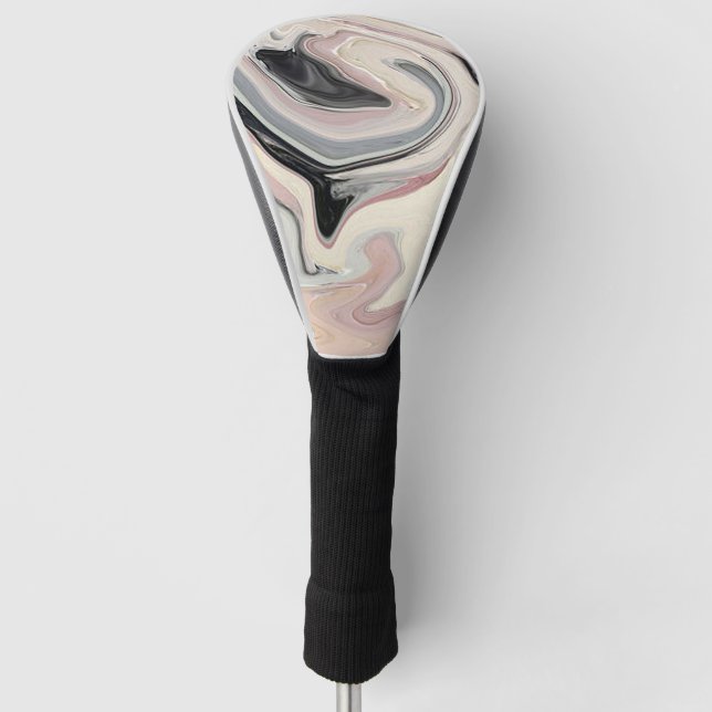 Pink and Black Marbleized Golf Head Cover (Front)