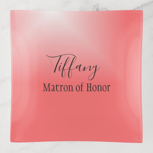 Pink and Black Matron of Honor Trinket Tray (Front)