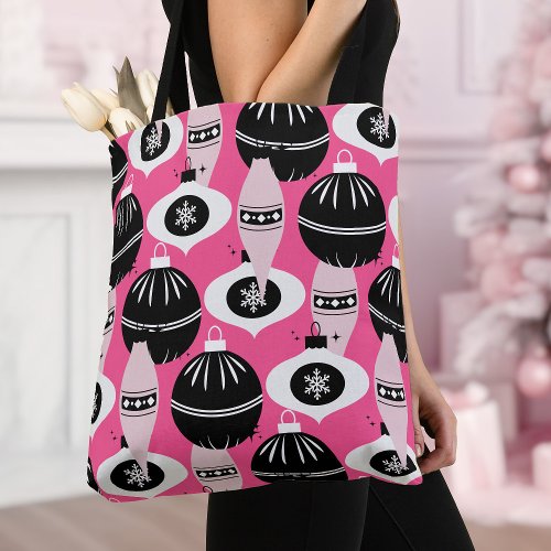 Pink And Black Merry Christmas Womens Tote Bag