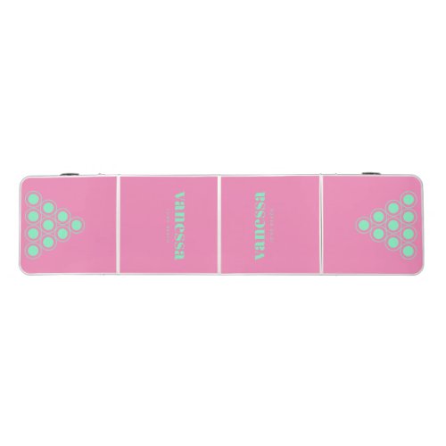 Pink and Black Minimal Modern Classic Name Beer Pong Table