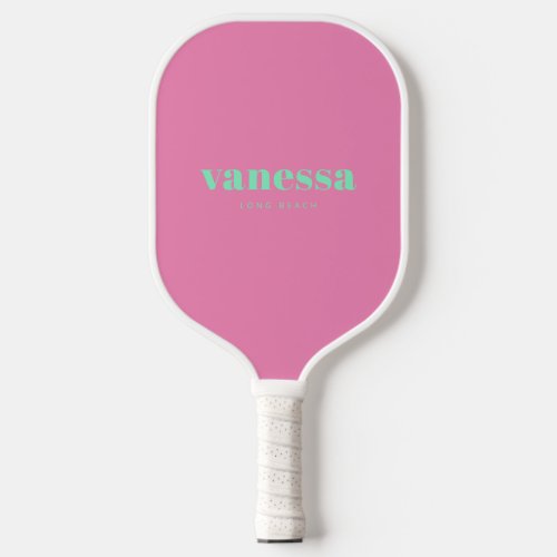 Pink and Black Minimal Modern Classic Name Pickleball Paddle