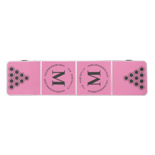 Pink and Black Modern Circle Monogram Beer Pong Table