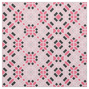 Magenta Grey and Black Ethnic Tribal Pattern Fabric