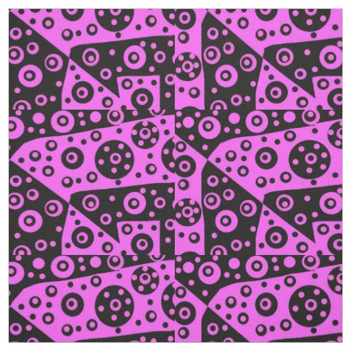 Pink and Black Modern Geometric Abstract Design Fabric