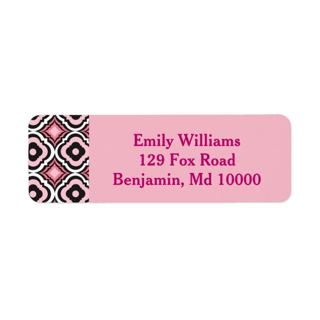 Pink and Black Modern Geometric Label (Front)