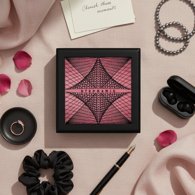Pink And Black Modern Geometric Lines  Gift Box (Creator Uploaded)