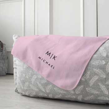 Pink And Black | Modern Monogram Fleece Blanket by christine592 at Zazzle