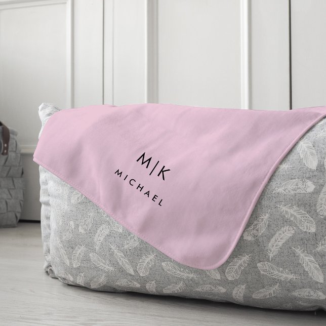 Pink and Black | Modern Monogram Fleece Blanket (Creator Uploaded)