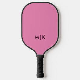 Pink and Black Modern Monogram Pickleball Paddle