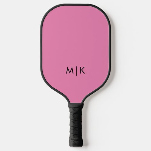 Pink and Black  Modern Monogram Pickleball Paddle