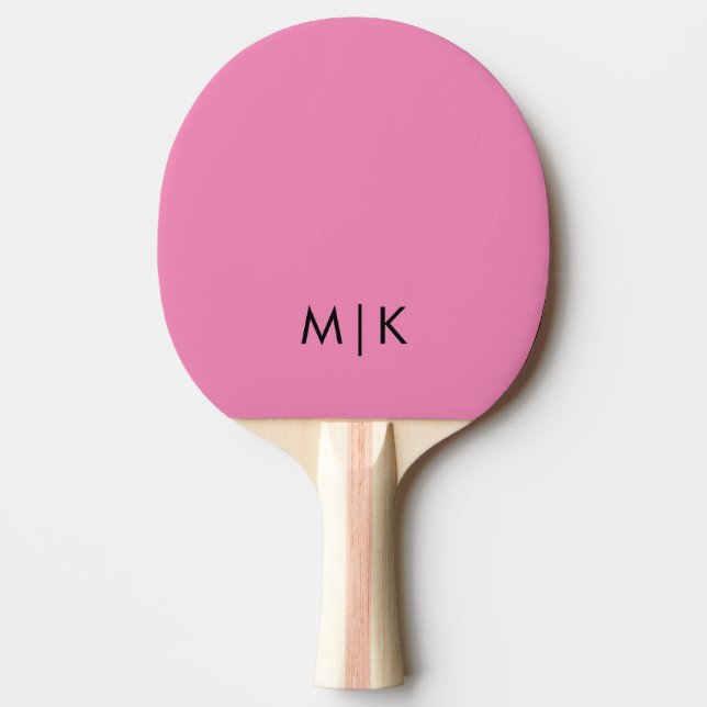 Pink and Black | Modern Monogram Ping Pong Paddle (Front)