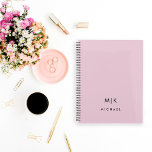 Pink and Black | Modern Monogram Planner<br><div class="desc">This modern planner design features a pink background,  with your initials in bold black text for a look that is simple and chic.</div>