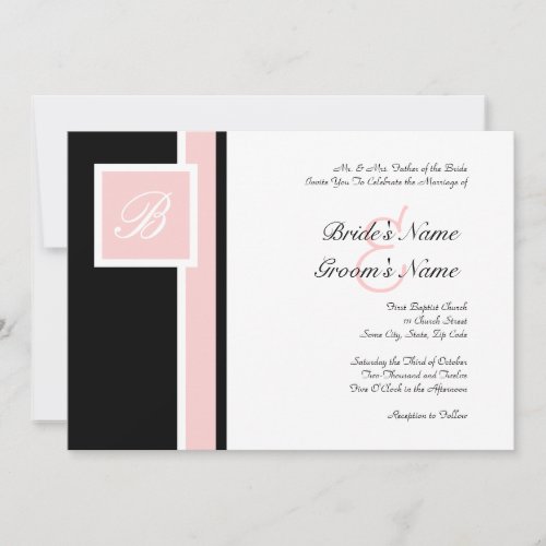 Pink and Black Modern Wedding Invitation