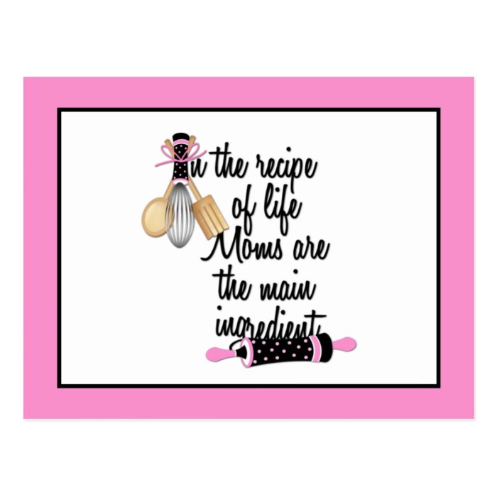 Pink and Black Mom Recipe Card Post Cards