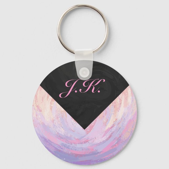 Pink and Black Monogram Keychain (Front)