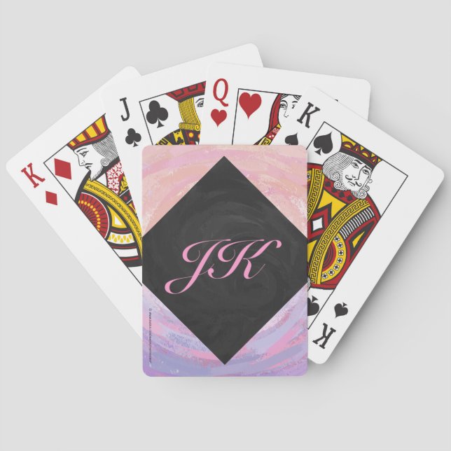 Pink and Black Monogram Poker Cards (Back)