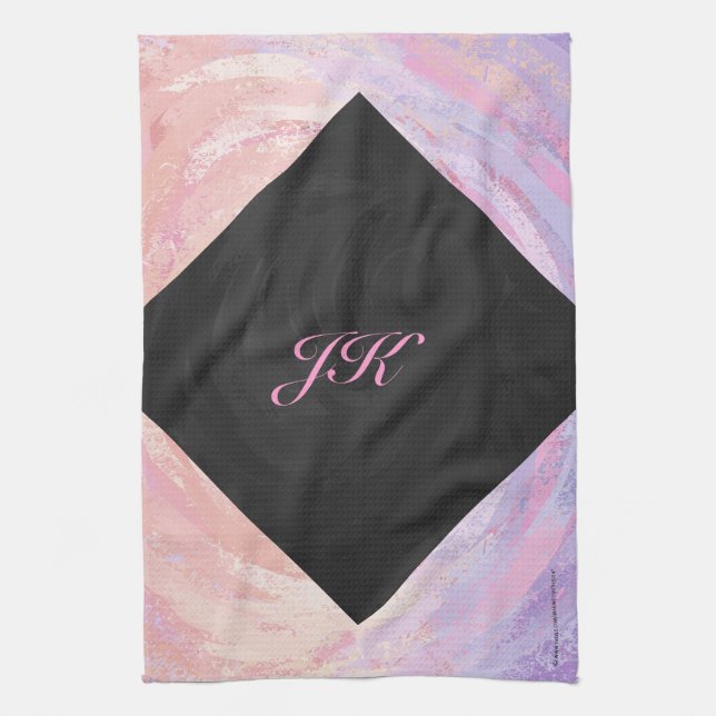 Pink and Black Monogram Towel (Vertical)