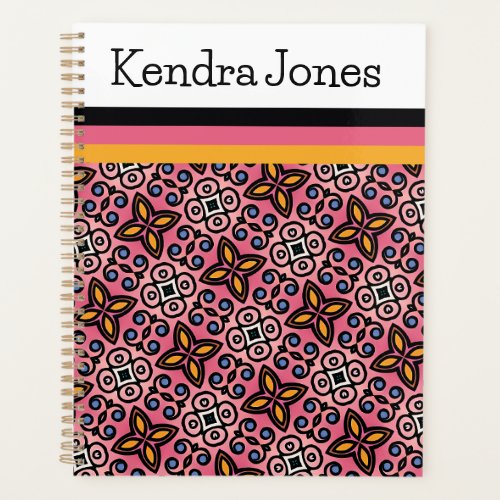 Pink and Black mosaic pattern journal Planner
