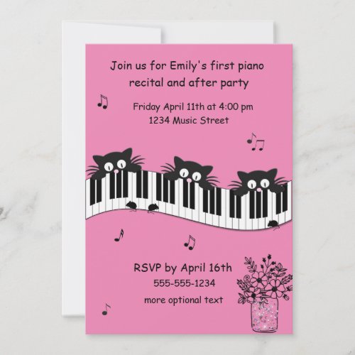 Pink  and black Music Recital Invitation