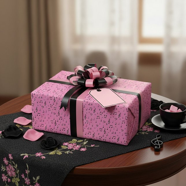 Pink and Black Musical Wrapping Paper (Creator Uploaded)