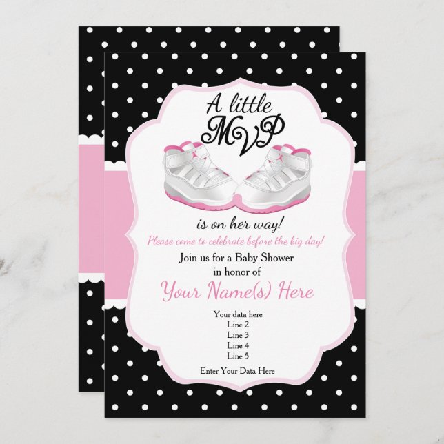 Pink and black MVP Baby Shower Invitation (Front/Back)