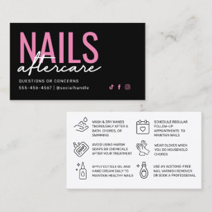 Pink and Black Nails Aftercare Card