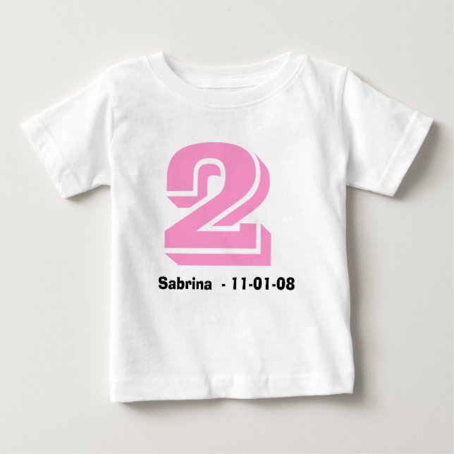 Pink and Black Name and Age T-shirt (Front)
