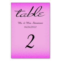 Pink and Black Name and Date Table Number