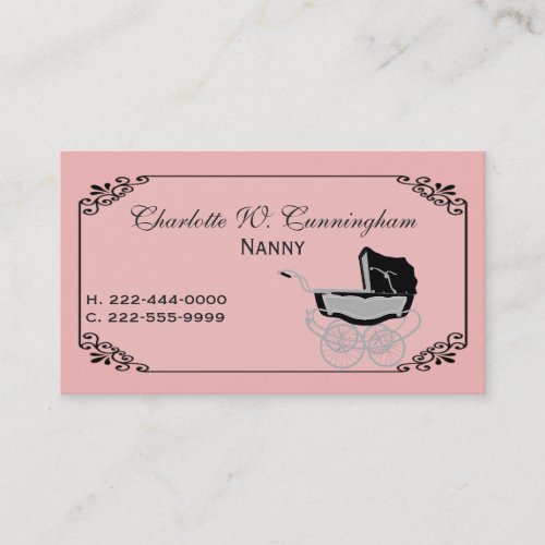 Pink and Black Nanny Custom Business Card