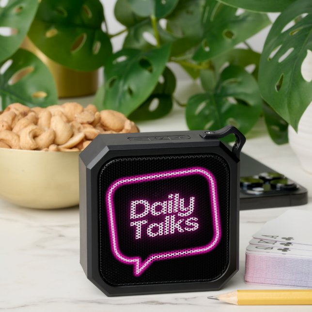 Pink and Black Neon Typographic Bluetooth Speaker (Insitu(Table))